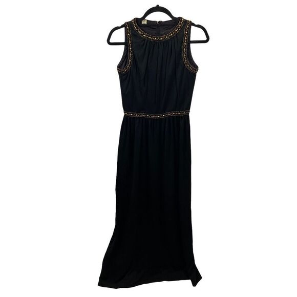 Vintage 60’s/70’s Union Made Black and Gold High‎ Neck Maxi Dress Size small - Picture 2 of 16